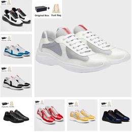 12023 Men Shoes Top Design Americas Cup Sneakers Patent Leather Nylon Mesh Brand Mens Skateboard Walking Runner Casual Outdoor Sports EU38-46