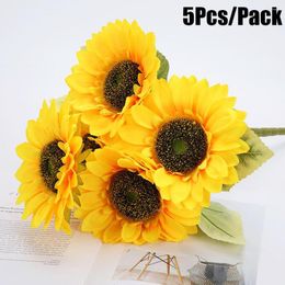 Decorative Flowers 5/1Pcs Artificial Sunflower 30CM Long Fake Garland Silk Flower Wedding Christmas Ornaments DIY Home Decors Supplies