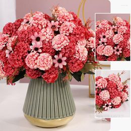 Decorative Flowers 15 Heads Bouquet Fake Small Bunch Artificial Plant Wedding Home Party Decor DIY Decoration Beautiful