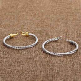 Bangle Silver ed Cuff Bangle Fashion Men Bracelets Charm Bracelet hook 5MM Wire Woman Designer Cable Mens Jewellery Exquisite S255k