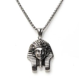 Fashion Hiphop Necklace Men's Egyptian Pharaoh Pendant Titanium Steel Personality Necklaces248a