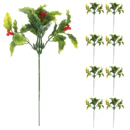 Decorative Flowers 12pcs Artificial Fake Table Decoration Gardening Simulation Christmas Fruit Bouquet For Home (Green 12 Branch)