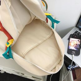 Backpack Women Vintage Color Block Travel Bag Large Capacity Casual Daypack