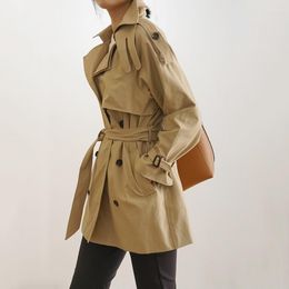 Women's Trench Coats Small Windbreaker Female Korean Version Loose Medium Length Short Khaki Coat