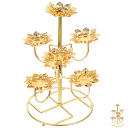 Candle Holders Ghee Lamp Holder Lotus Rack Metal Candlestick Creative Stand Temple Candleholder Wedding Decorations