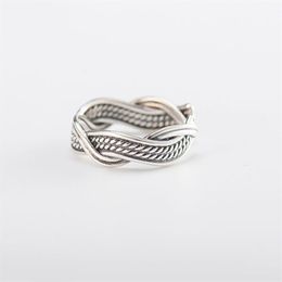 100% Real 925 Sterling Silver Midi Rings for Women Vintage Geometric Open Adjustable Ring Fine Party Jewellery YMR402258O
