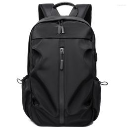 Backpack Multifunction Waterproof Men Luxury Student School Bags Notebook Backpacks Casual Pleated 14 Inch Laptop Bag For