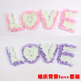 Decorative Flowers Wedding Props And Supplies Gauze Background Pendant Arrangement LOVE Simulation Silk Flower Cloth Decoration