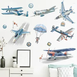 Wall Stickers Children's Room Airplane Sticker Parachute Self Adhesive Machine Enthusiasts Decorate