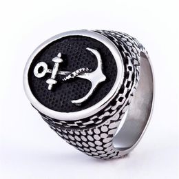 Fashion Punk Jewelry 316l Stainless Steel Knuckles Anchor Mens Rings For Men Titanium Biker Silver Skull Ring Men2267