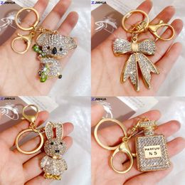 Keychains Fashion Cute Koala Bowknot Key Chains With Shiny Rhinestone Keyrings For Lady Girls Bag Wallet Hanging Ornament Gifts