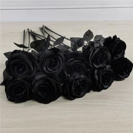 Decorative Flowers Lightweight Fake Floral Plant Durable Realistic Faux Silk Flower Everlasting Artificial Black