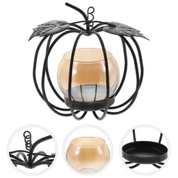 Candle Holders 2 Pcs Wrought Iron Pumpkin Holder Fall Decorations Home Decorative Thanksgiving Tabletop Dining Candlestick