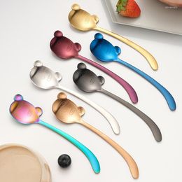 Spoons Cute Bear Head TeaSpoon 304 Stainless Steel Coffee Spoon Dessert High Quality Tableware Christmas Gift