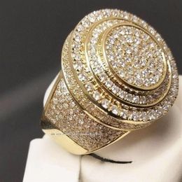 New Gold-plated Diamond Ring for Men Fashion Fashion Business Rings Men Engagement Rings Hand Jewellery Whole191i