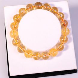 Whole Fashion natural Jewellery Citrine 10MM Round Beads Semi precious stone Crystal Chunky red bracelets bangles for women love254A