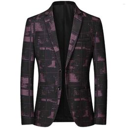 Men's Suits Mens Blazers Slim Fit For Men Blazer Elegant Suit Jackets Male Fashion Plaid Jacket