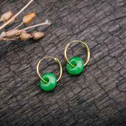 Dangle Earrings Genuine Green Jade Jadeite Gemstone Hoop Jewellery Ear Stud Year Party Easter Mother's Day Aquaculture