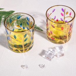 Wine Glasses Zecchin Design Murano Whiskey Glass Leaf Pattern Whisky Tumbler Italian National Quintessence Colourful Crystal Cup Beer Mug