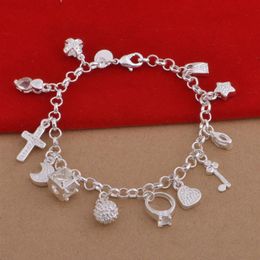 luxury designer jewelry women mens bracelets men 925 sterling silver bracelets love iced out cross heart charm bracelet198H