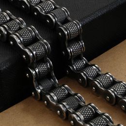 Retro Stainless Steel Motorcycle Bicycle Chain Necklace Punk Hiphop Men Women 11MM 13MM Wide Heavy Brush Black Bike Biker Link Nec271H