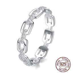 Luxury 100% 925 Sterling Silver Rings For Men Women Size 4-10 Cubic Zircon Chain Personality Fashion Jewellery J-473259E