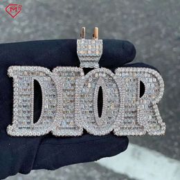 Luxury Hip Hop Pendant Chain Iced Out Moissanite Diamond 925 Silver Rapper Letter Pendant Custom Moissanite Pendant