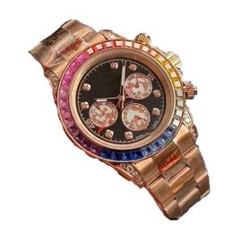 watch for men diamond watch high quality watches 41mm automatic mechanical sapphire glass lens foldable watch stainless steel strap boxt Rose gold montre With box