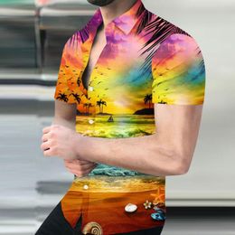 Men's Casual Shirts Design Custom Polyester 3D Printing Hawaiian Shirt Wholesale Men Beach Wear