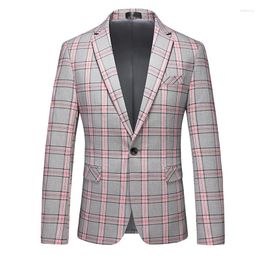 Men's Suits Boutique Fashion Business Slim Casual Social Guy Plaid Gentleman Trend British Style Wedding Performance Dress Blazer