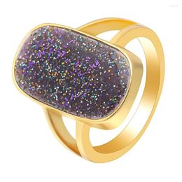 Wedding Rings Purple Fire Opal Cubic Zirconia Gold Colour For Women Oval Jewellery Charming Girls Finger Distribution