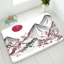 Bath Mats Fuji Mountain Cherry Blossoms Mat Cartoon Ocean Non-Slip Kitchen Dedroom Water Absorption Doormat Foot Pads Washable