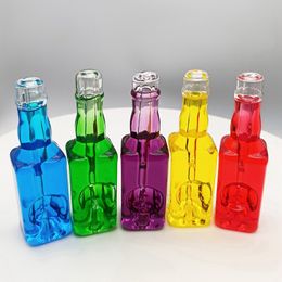 Colourful Bottle Style Pyrex Thick Glass Pipes Freezable Liquid Handmade Portable Philtre Dry Herb Tobacco Spoon Bowl Smoking Bong Holder Handpipes Hand Tube DHL