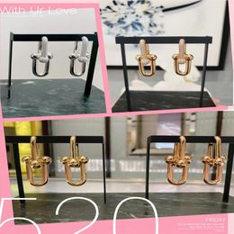 18k gold long big Earrings Dangle & Chandelier Chain link Diamond t luxury Designer Jewellery Women Mens couple fashion Wedding Part321a