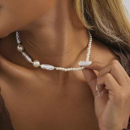 Choker Faux Pearl Women's Necklace Bohemian Style Fashion Creative Irregular Pure Hand-woven 2023 Jewellery