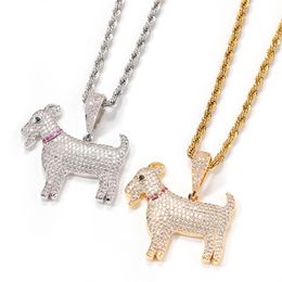 Lovely Men Women Necklace Gold Silver Colours Bling CZ Diamond Goat Pendant Necklace for Mens Women Nice Gift313u