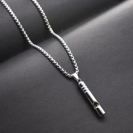 Pendant Necklaces Whistle Necklace Hip-hop Personality Trendy Men's Simple Cool Flute Can Blow Creative Metal Chain264I