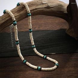 Choker Fashion Design Natural Coconut Shell Turquoise Spacer Beads Surfer Necklace Tribal Jewellery For Men And Women