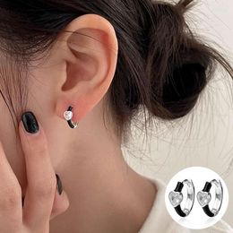 Hoop Earrings 925 Sterling Silver Zircon Love Heart For Women Girl Fashion Drop Glaze Design Jewellery Party Gift