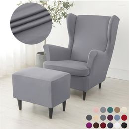 Chair Covers Elastic Wing Cover Spandex High Back Armchair Removable Solid Color Relax Sofa Slipcovers With Seat Cushion