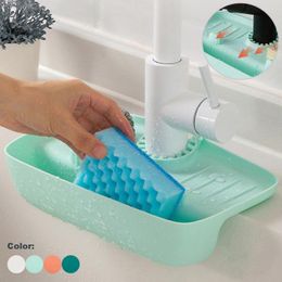 Kitchen Storage Silicone Faucet Mat Splash Guard Sink With Sponge Holder Caddy Catcher Bathroom Countertop Drain Rack