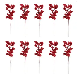 Decorative Flowers 10pcs Simulation Berries Bouquet Artificial Adornment Lifelike Decor For Banquet Christmas (Balausta)