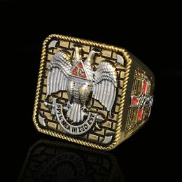 18K Gold Plated Masonic Scottish 32 rings fashion Mens antique mason championship finger ring jewelry multiple sizes290x