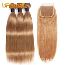 Synthetic s Upermall 27 Colored 34 Remy Bundles with Clre Straight Human Hair Honey Blonde Transparent 4x4 5x5 Lace and Weaves 230928