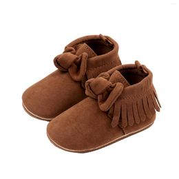 Boots 2023 0-18Months Baby Girls Soft Sole Tasselled Bow Non-slip First Walker Shoes Toddler For Fall Winter