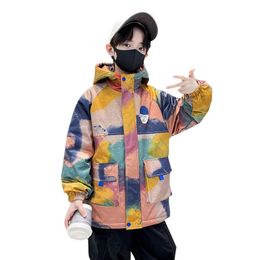 Down Coat 2023 Winter Deals Big Boys Parkas Fashion Print Pattern Thicken Velvet Warm Hooded Jackets Overcoat Teenager Korean Outwears 230928