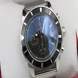 Top Chronograph Men's Watch Silver Staimless Belt Silver Skeleton Dark Blue Dial White Pointer Trend watches294g