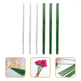 Decorative Flowers 200 Pcs Stalk Floral Fresh Branches Artificial Iron Wire Rod Garden Fake Support DIY Green Stems