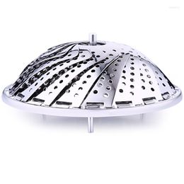 Double Boilers Kitchen Stainless Steel Steamer Folding Steamed Buns Bamboo Mat Retractable Fruit Basket