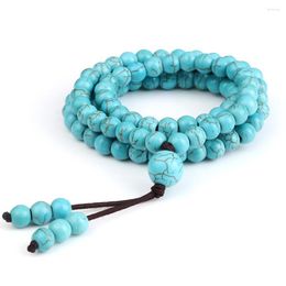 Choker 108 Mala Beads Bracelets For Women Men Buddha Blue Turquoise Charm Tibetan Prayer Yoga Necklace Fashion Bracelet Jewelry